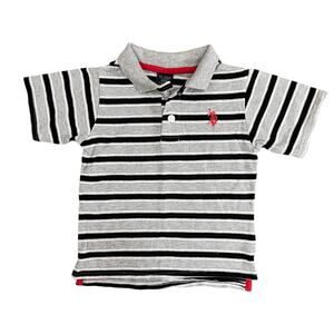 U.S. Polo Assn. Striped Polo Shirt Short Sleeve Gray/Navy Toddler Size 3T